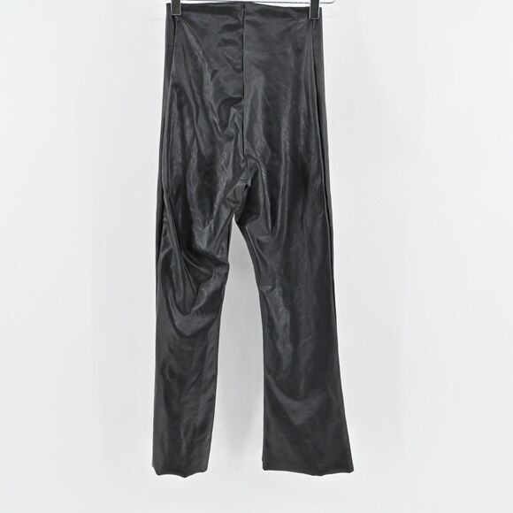 COMMANDO Pants Womens Size M Solid Black Faux‎ Leather Cropped Flare Pull On NEW - Picture 4 of 12